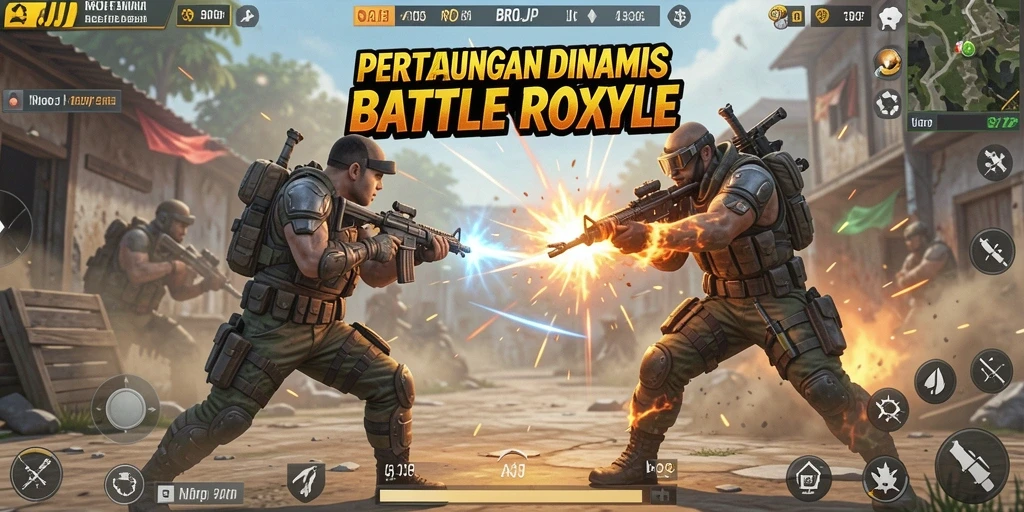 Tampilan gameplay BROJP yang menegangkan dalam pertarungan Battle Royale.