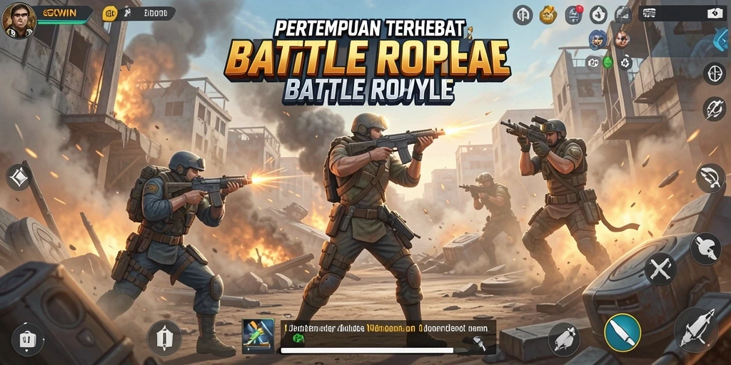 Gameplay GOWIN yang intens dalam pertempuran Battle Royale.
